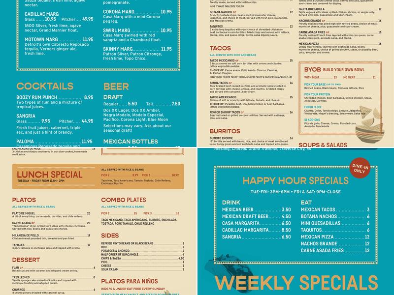 Miguel's Cantina Menu