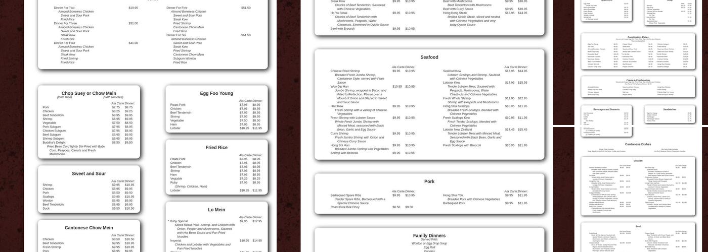 Ruby Chinese Restaurant Menu