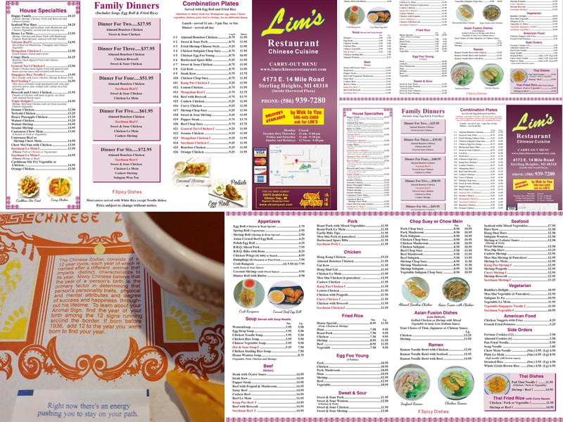 Lims Chinese Restaurant Menu