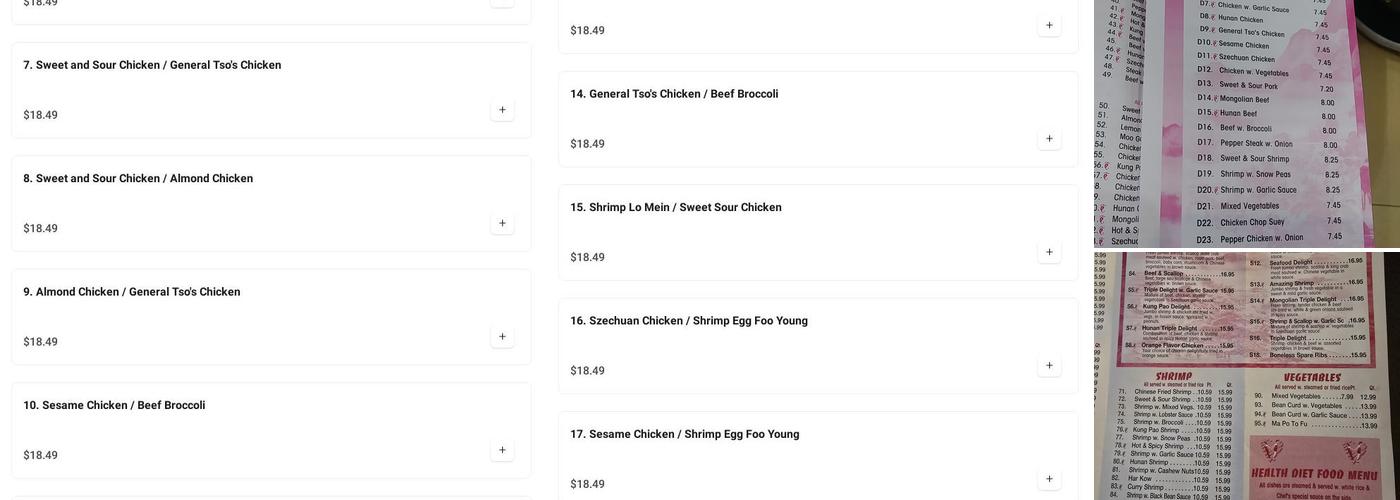 China King Menu