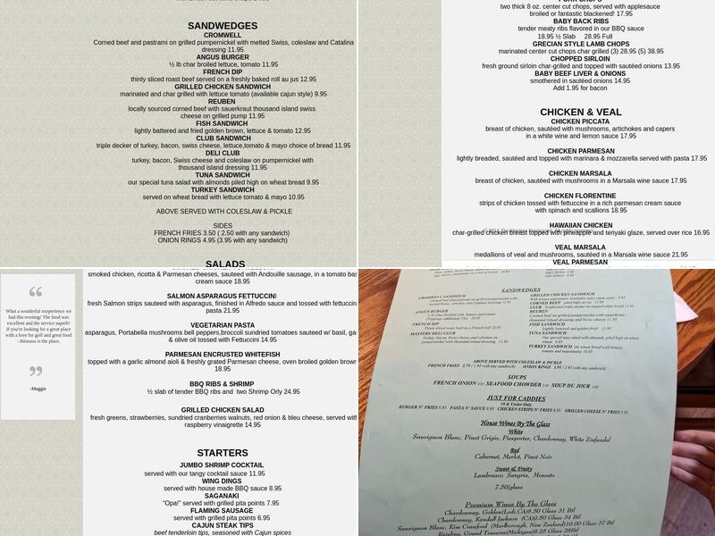The Masters Restaurant Menu