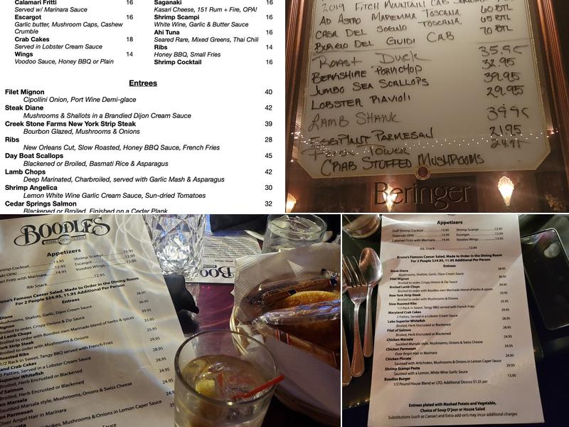 Boodles Restaurant Menu