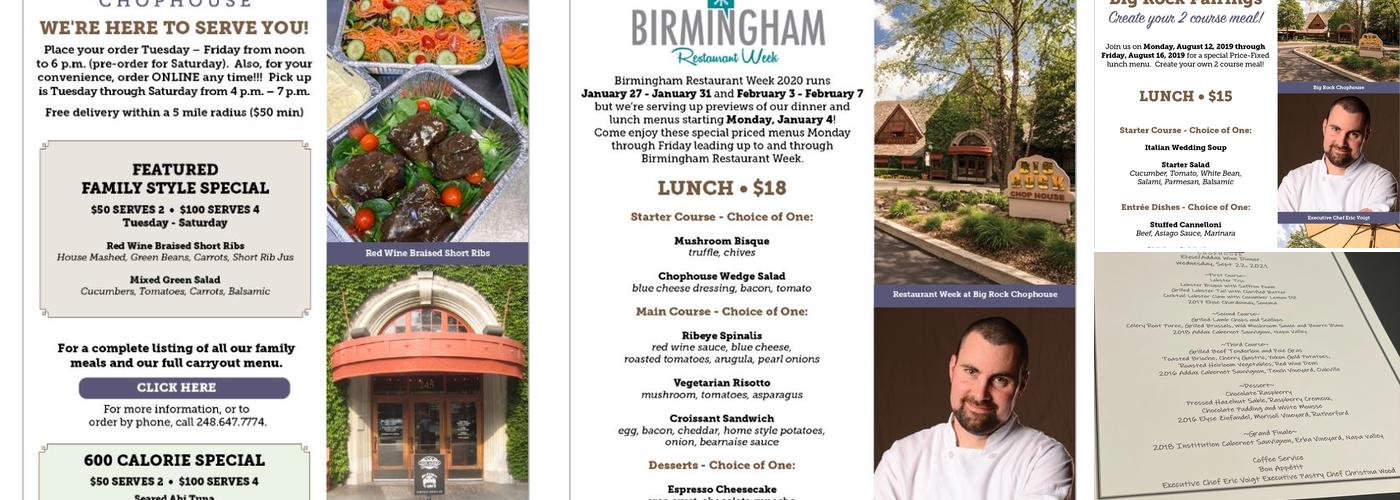 Big Rock Chophouse Menu