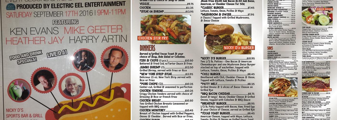 Nicky D's Sports Bar & Grill Menu