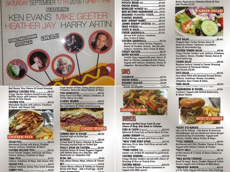 Nicky D's Sports Bar & Grill Menu