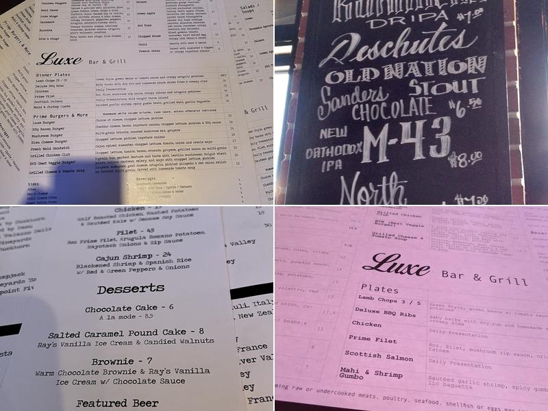 Luxe Bar & Grill Menu