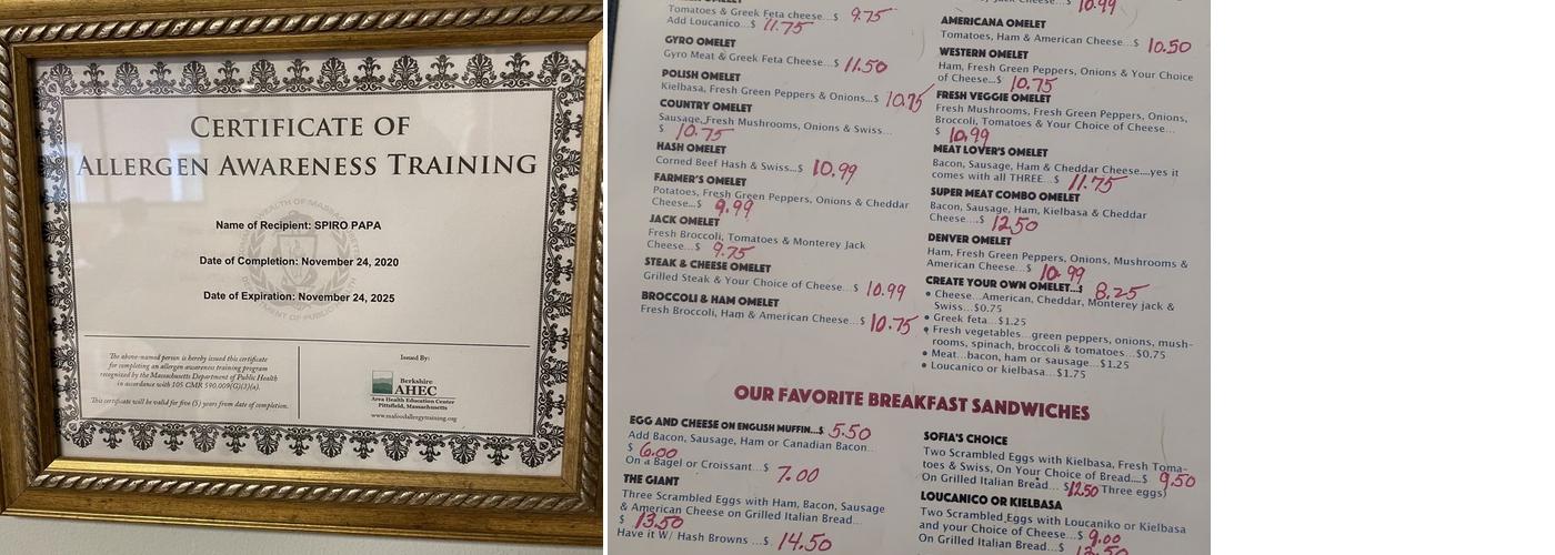 Sofia's Breakfast & Lunch Menu