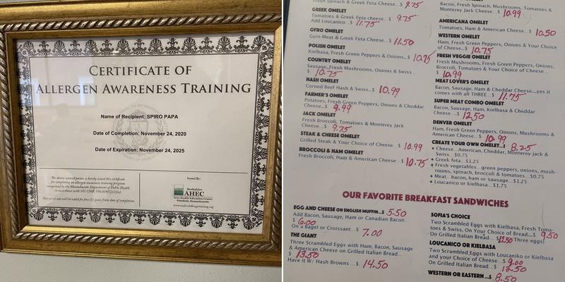 Sofia's Breakfast & Lunch Menu