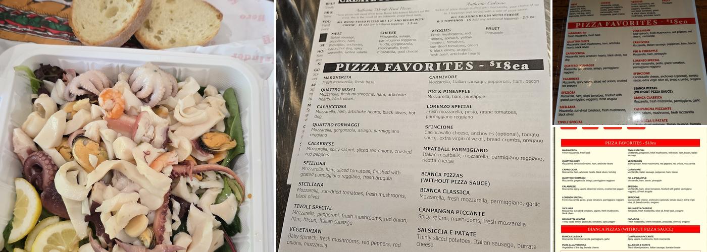 Tivoli's Wood Brick-Oven Pizzeria Menu