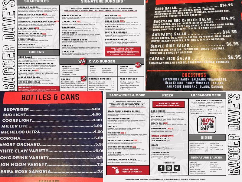 Bagger Dave's Menu