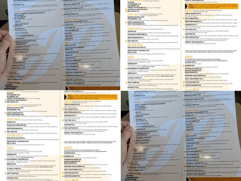 Jonny Cakes Cafe Menu