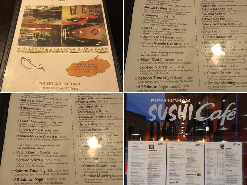 Birmingham Sushi Cafe Menu