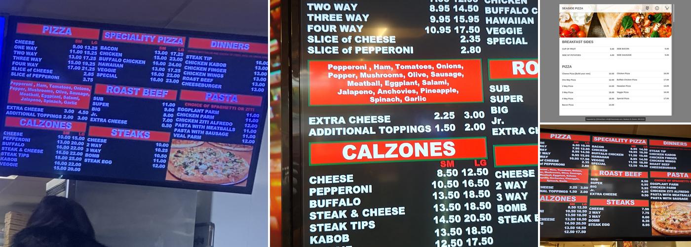 Seaside Pizza Menu