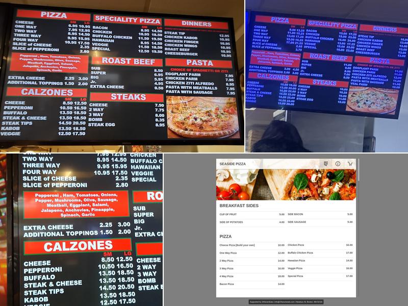 Seaside Pizza Menu