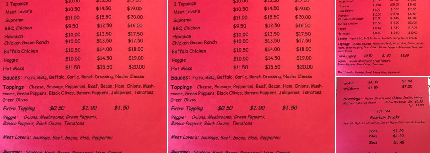 Danny J's Menu