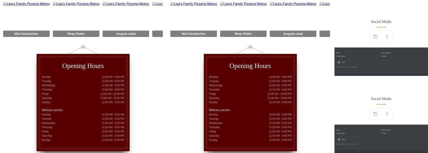 Lisa's Family Pizzeria Melrose Menu