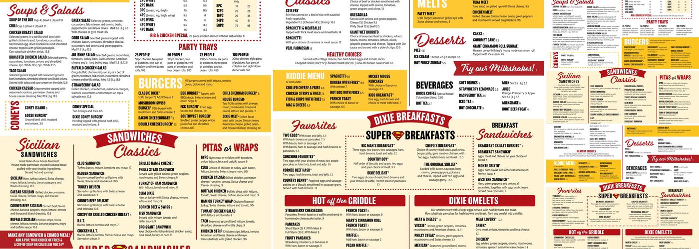 Dixie Diner Menu