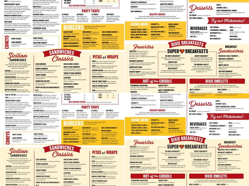 Dixie Diner Menu