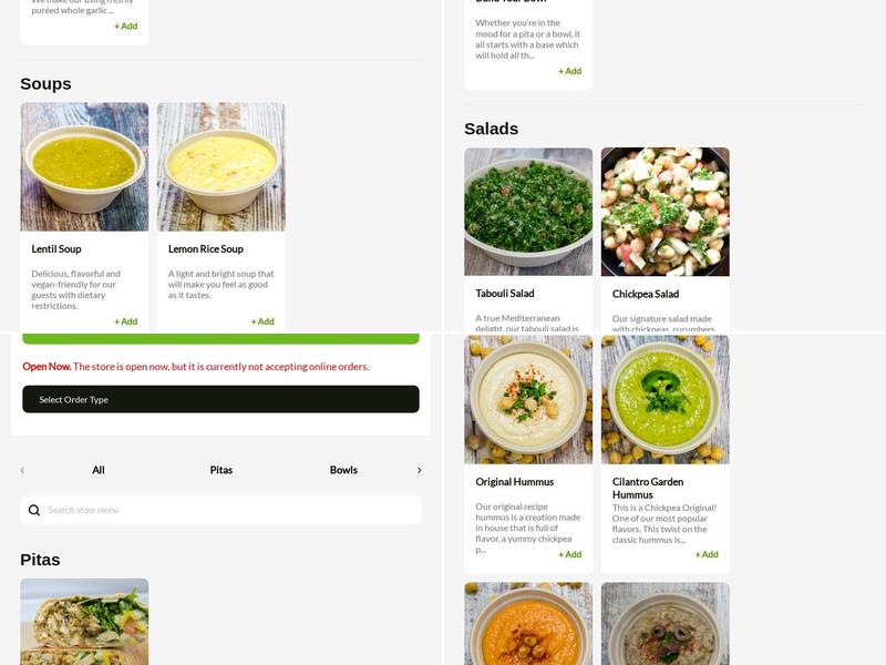 Chickpea Kitchen Menu