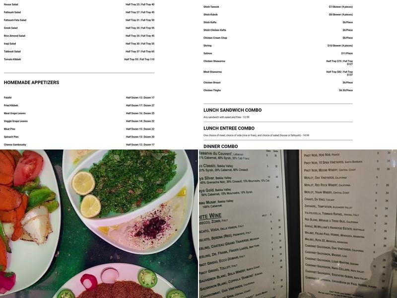 Alie's Lebanese Grill Menu