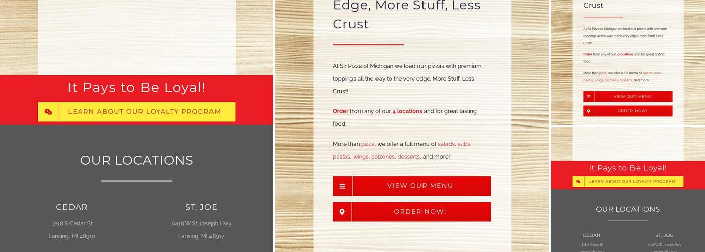 Sir Pizza - St. Joe Menu