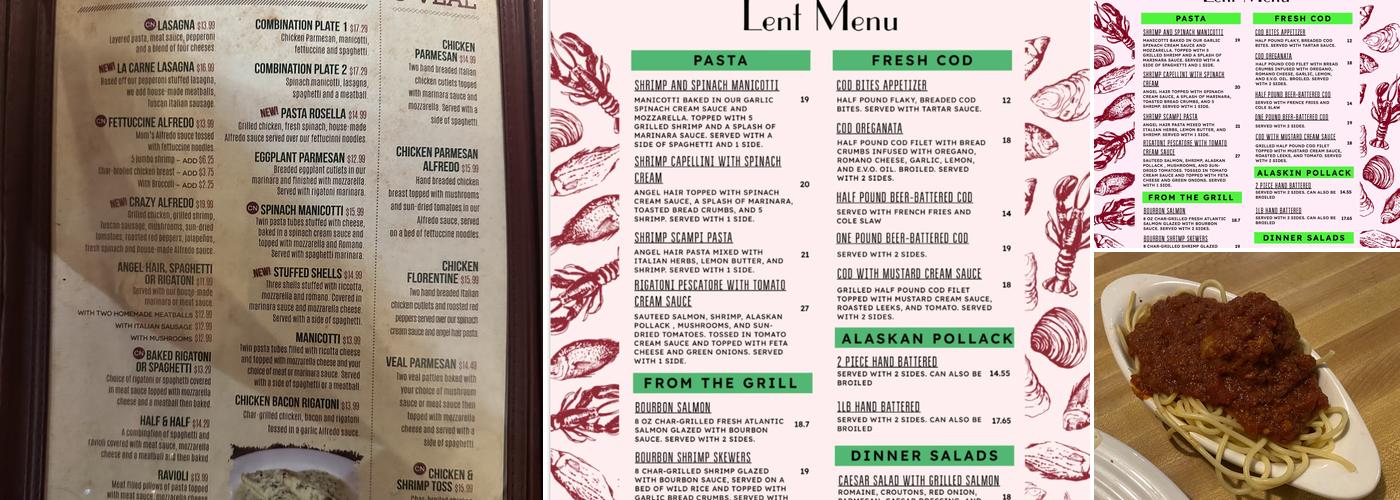 Falsetta's Casa Nova Menu