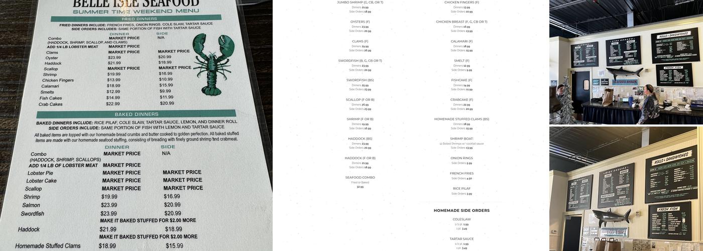 Belle Isle Seafood Menu