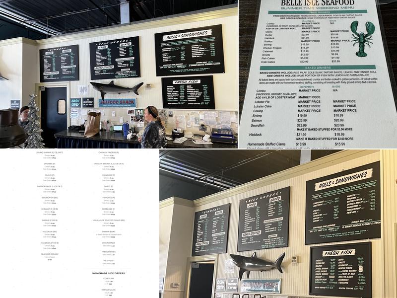 Belle Isle Seafood Menu
