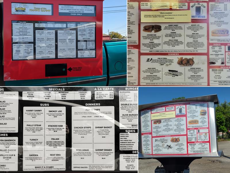 Nip N Sip Drive In Menu