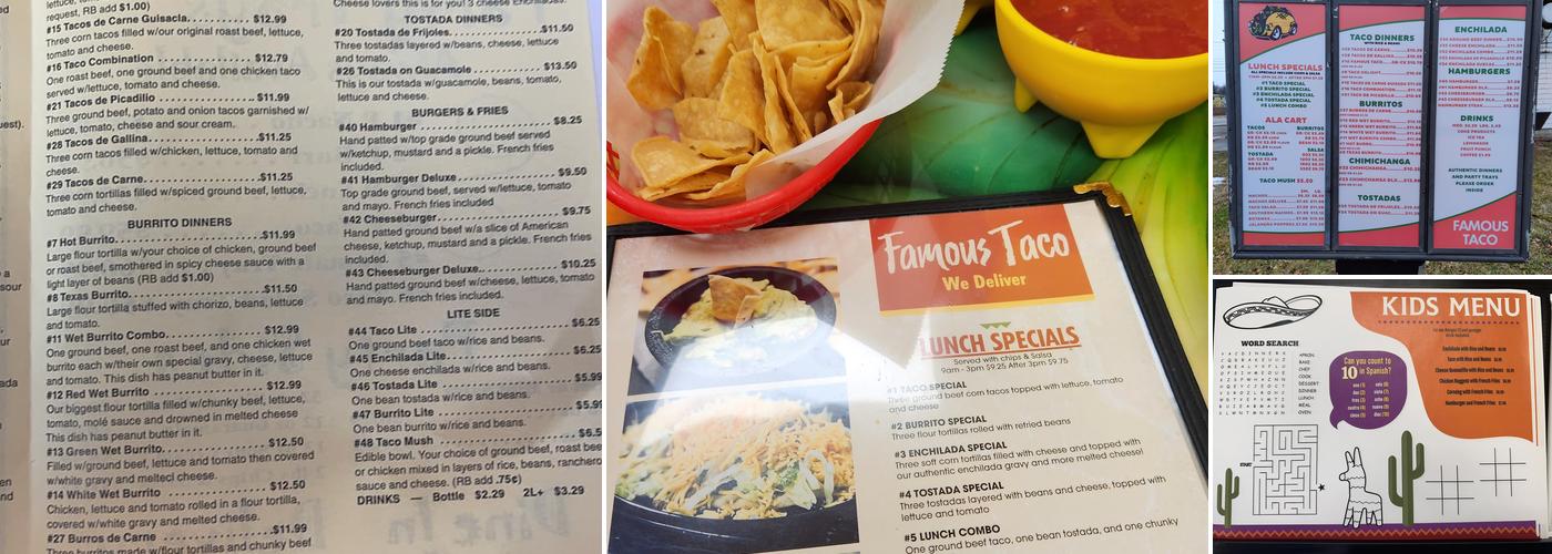 Famous Taco Menu