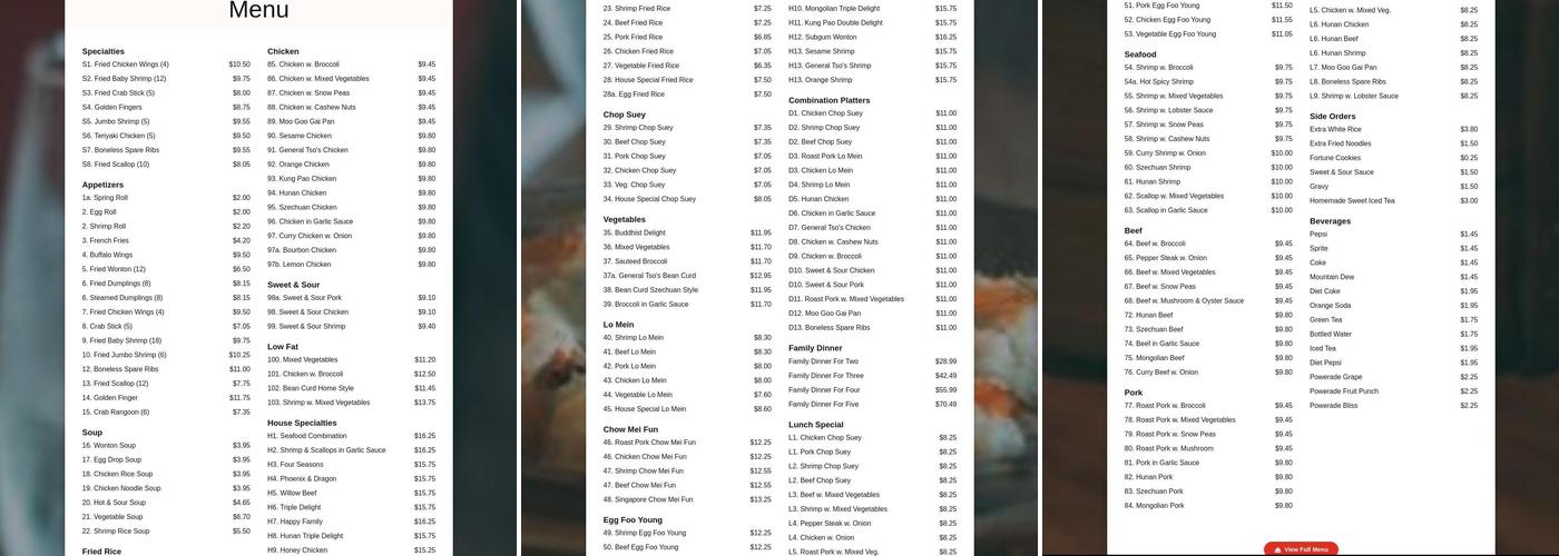 China Palace Restaurant Menu