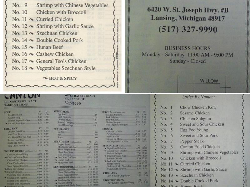 Canton Fast Chinese Food Menu