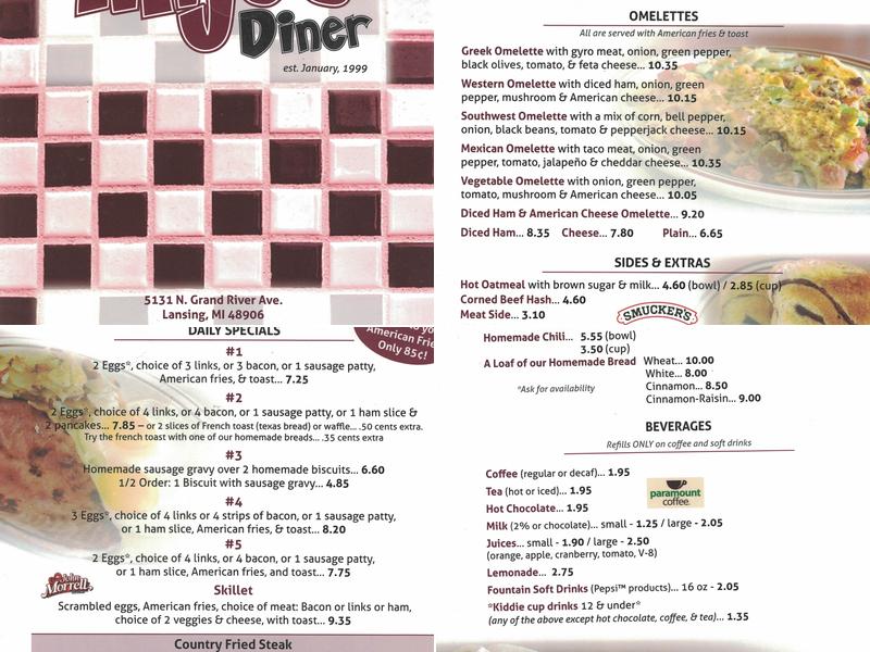 Mijo's Diner Menu