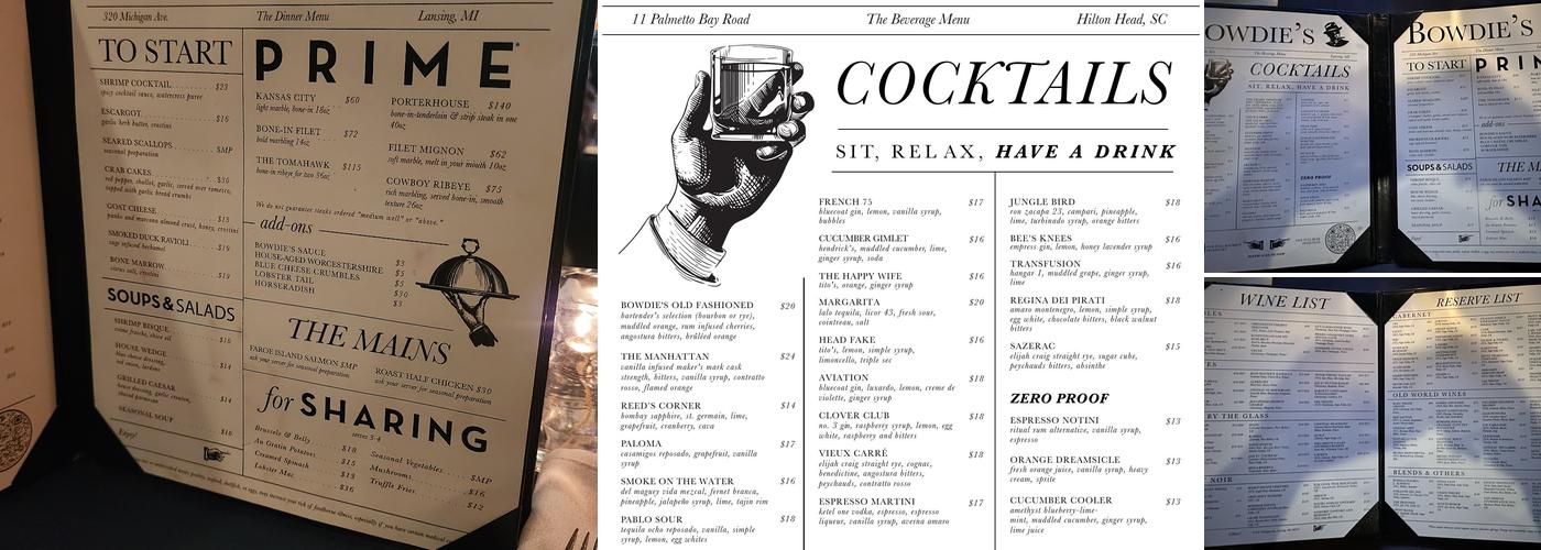 Bowdie's Chophouse Menu