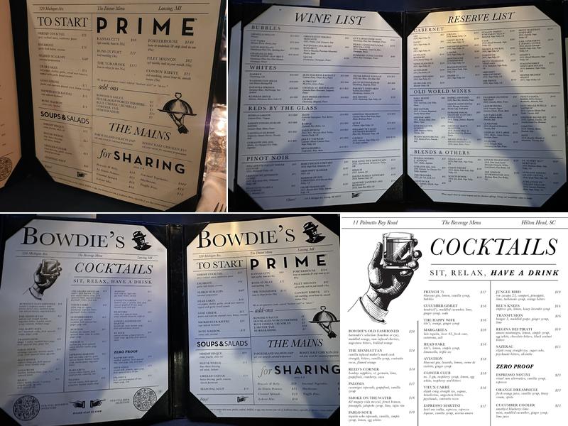 Bowdie's Chophouse Menu