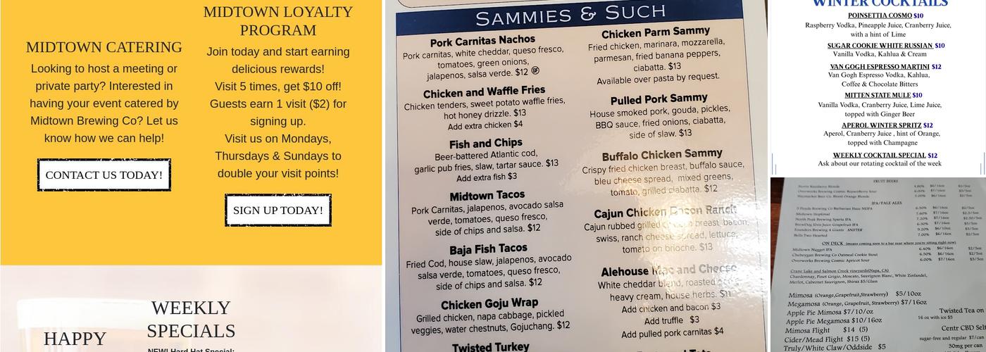 Midtown Brewing Co. Menu