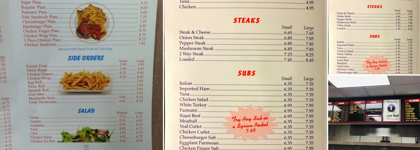 Peter's Super Beef Menu