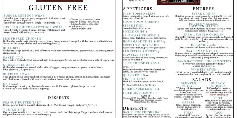 Charlie's Bar & Grill Menu