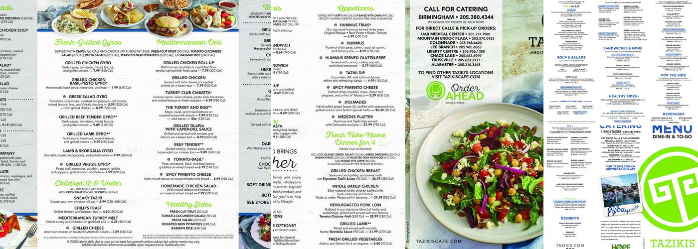 Taziki's Mediterranean Cafe - Lee Branch Menu