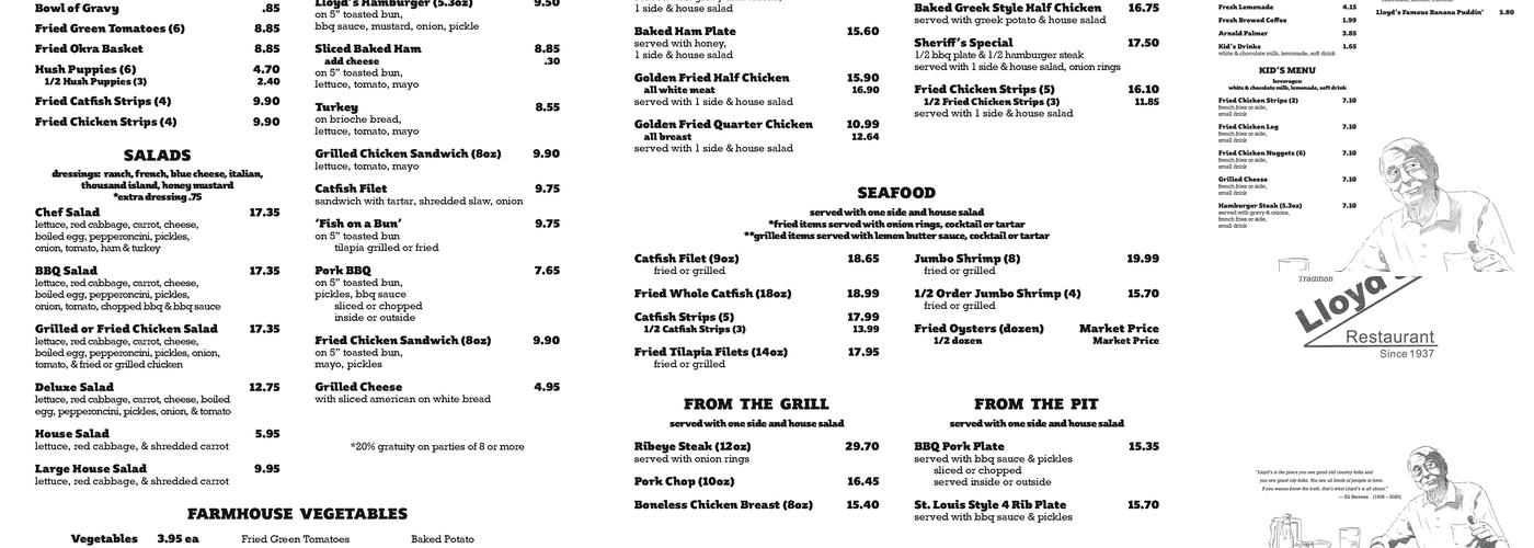Lloyd's Restaurant Menu