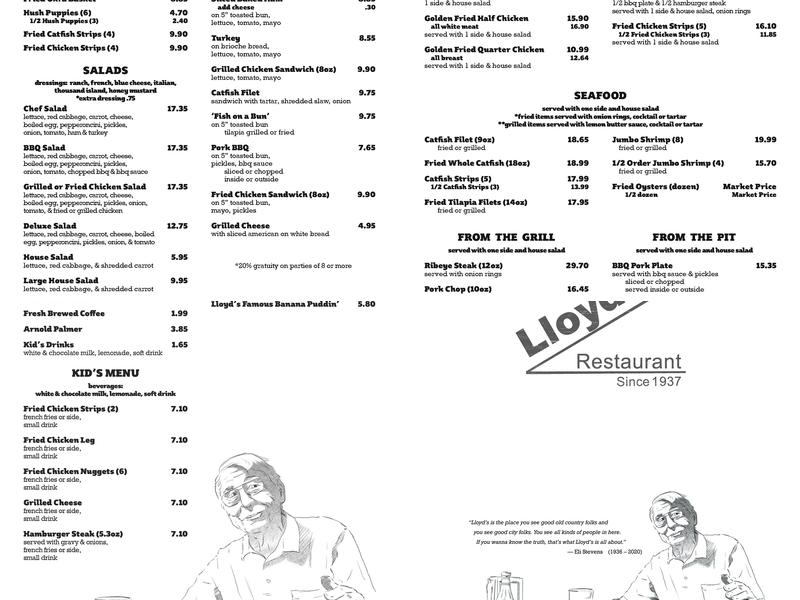 Lloyd's Restaurant Menu