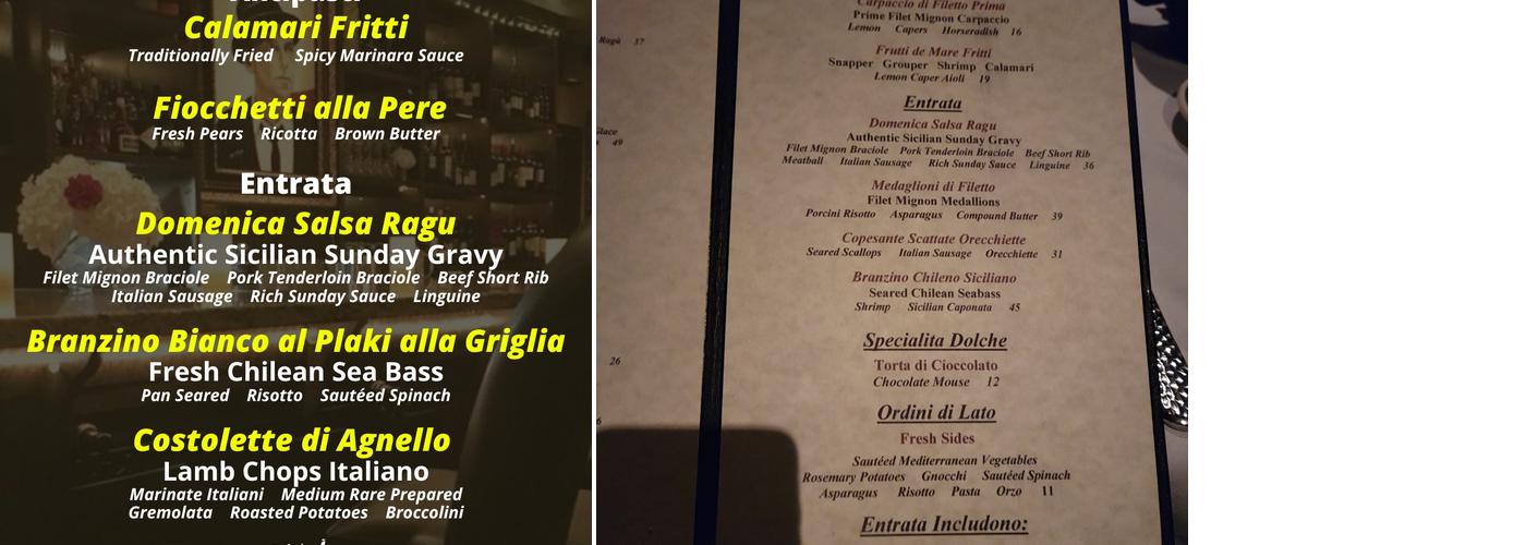 Amore Ristorante Italiano Menu