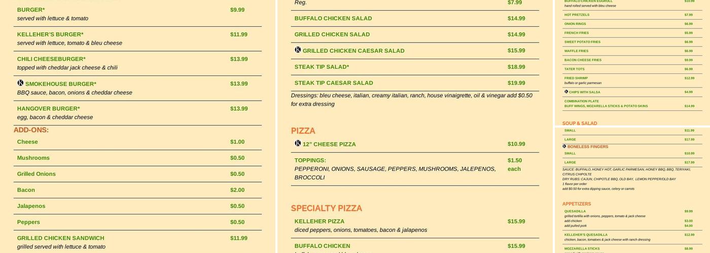 Kelleher's Bar & Grille Menu