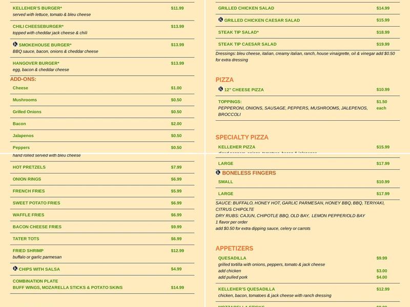 Kelleher's Bar & Grille Menu