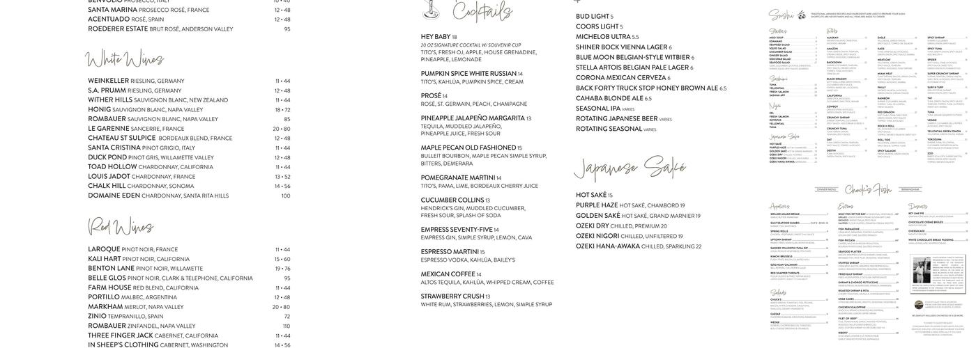 Chuck's Fish Birmingham Menu