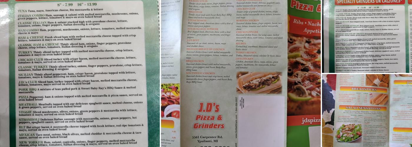 J D's Pizza & Grinders Menu