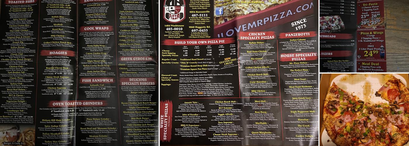 Mr Pizza Menu