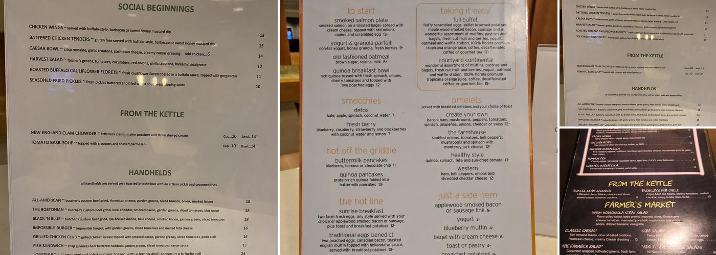 Brinkleys Restaurant & Pub Menu