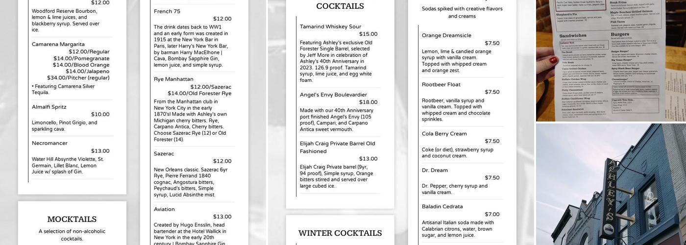 Ashley's Menu