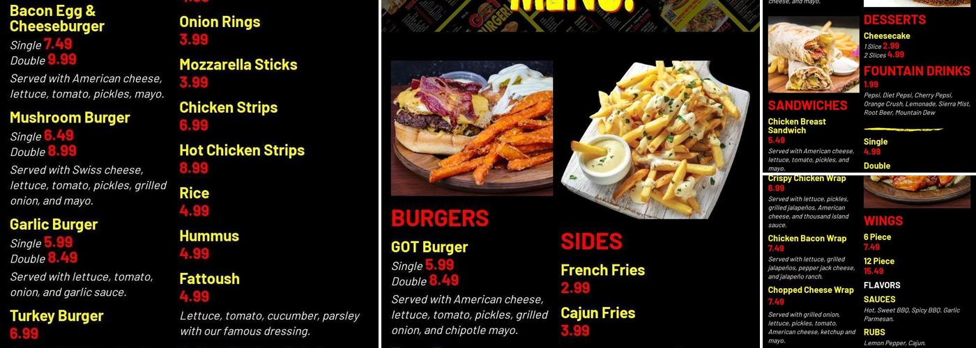 Got Burger! Menu